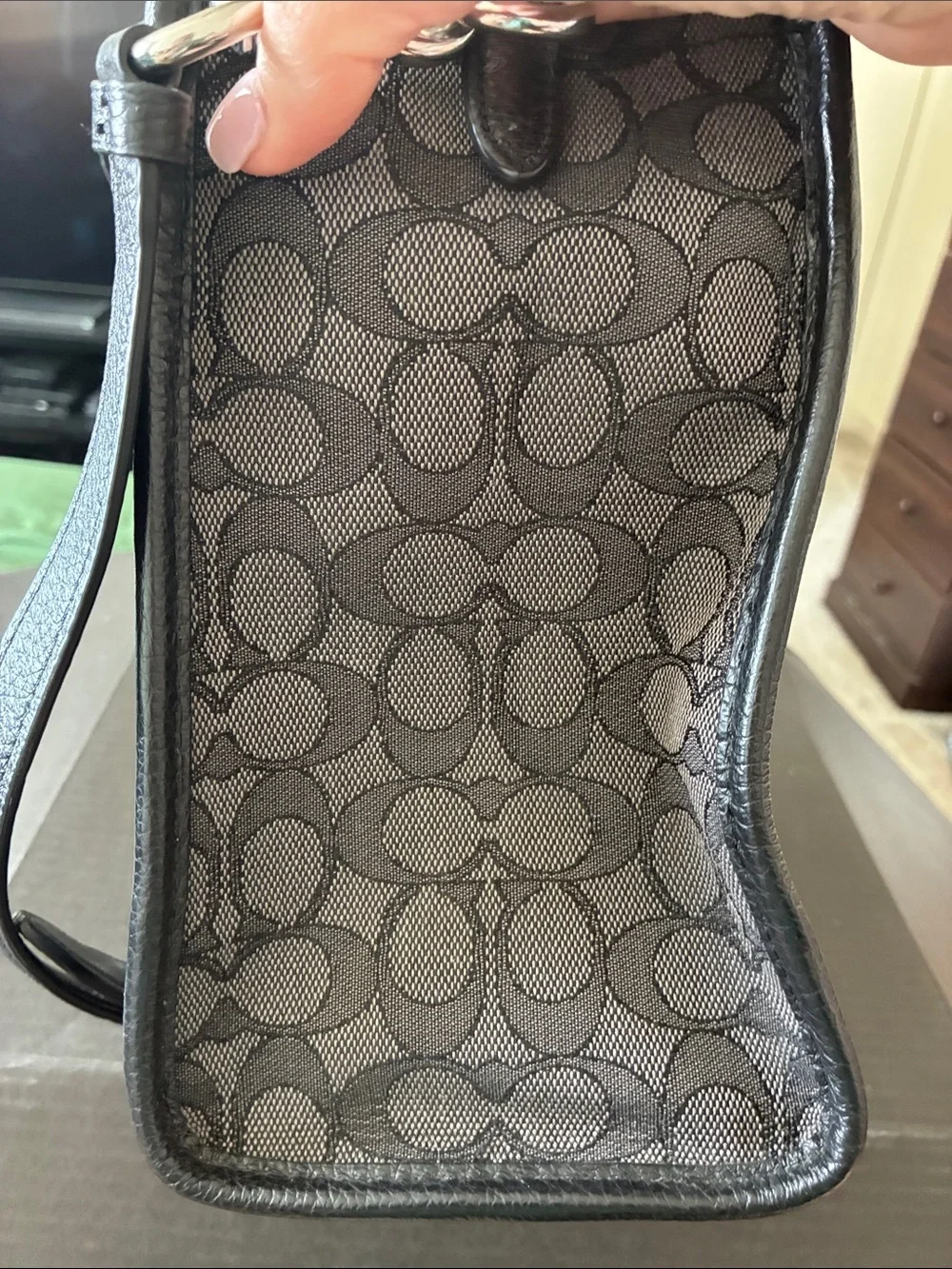 Coach Dempsey Carryall 4113 Signature Jacquard Black/Gray/White with Strap